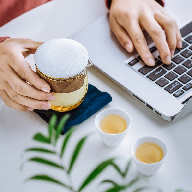 Kerámia teáskanna egy fazékkal Három csésze Egy tárolótartály gaiwan teáscsésze teáskészlet hordozható utazási teáskészlet italos edények