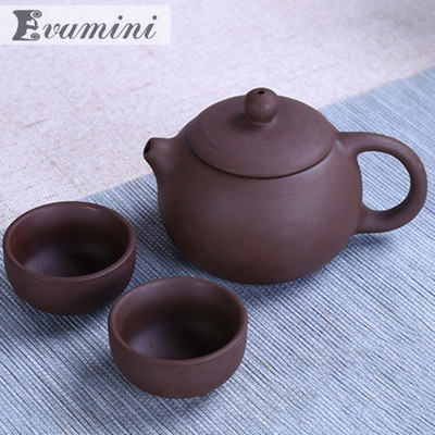 3buc/set de ceai;140-220ml Set de ceainice Yixing Clay 2 cesti de ceai 1 ceainic de argila Set de ceai portabil de calatorie; Set de oale de lut; ceașcă de ceai din China