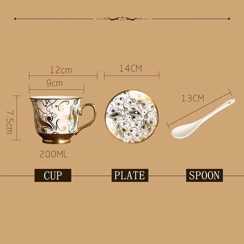 22 db európai kerámia teáskészlet Kínai kávéskészlet fém tartóval csészékkel Csészealj-szerviz 6 teáskannához, cukortálhoz tejszínes kancsó