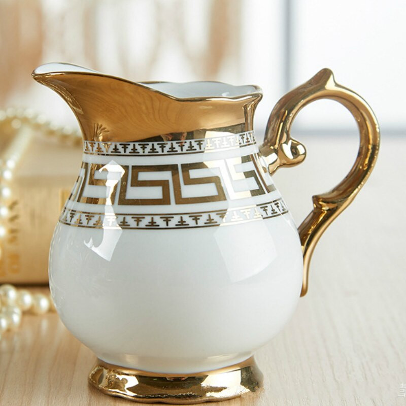 22 db európai kerámia teáskészlet Kínai kávéskészlet fém tartóval csészékkel Csészealj-szerviz 6 teáskannához, cukortálhoz tejszínes kancsó