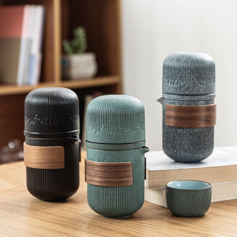 Keramička Kuai Ke šalica Putni Kung Fu set za čaj, prijenosni jednostavni set za čaj za vanjsko korištenje, 1kom čajnik 4kom šalica za čaj