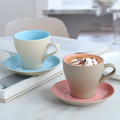 Stil nordic Frost Purity Ceramic Latte Cani de cafea Seturi de farfurii Cupe mici Espresso Cappuccino Cafe Xicara TeaCup Tasse Tazas Copo