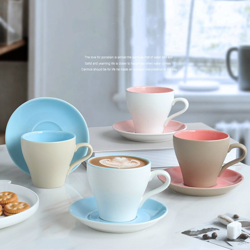 Nordic Style Frost Purity Keramický hrnček na kávu Latte, sada podšálok, malý espresso cappuccino hrnček, kaviareň Xicara čajový hrnček, šálka na čaj, šálka na čaj