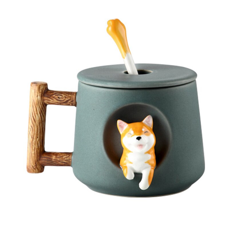 Crtana keramička šalica Trend Personality Kreativna šalica za kavu sa žličicom s poklopcem