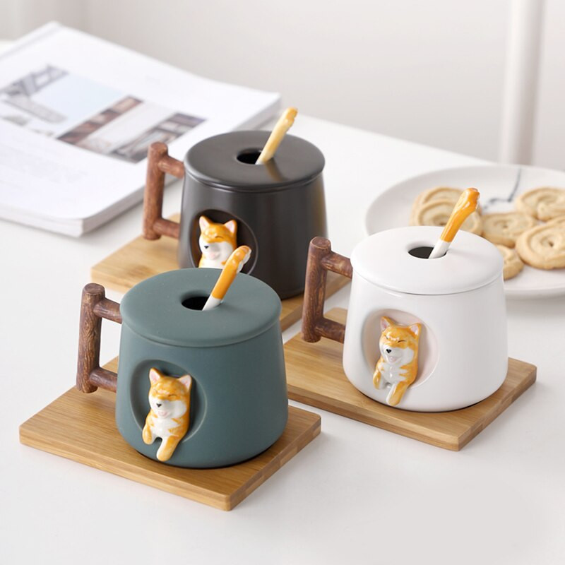 Crtana keramička šalica Trend Personality Kreativna šalica za kavu sa žličicom s poklopcem