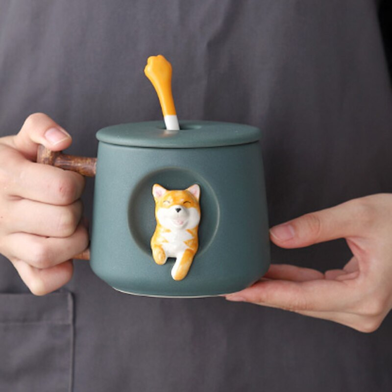 Crtana keramička šalica Trend Personality Kreativna šalica za kavu sa žličicom s poklopcem