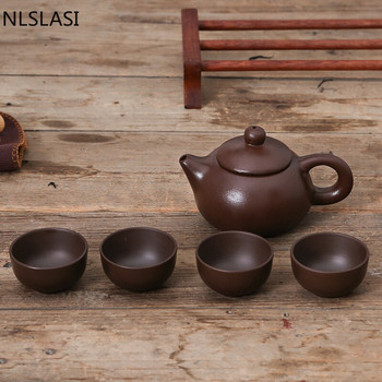 Чайник Yixing филтър чайник красавици ръчно изработени подаръци от лилава глина персонализирани подаръци Чайник Xishi Една тенджера с четири чаши Комплект за чай за пътуване