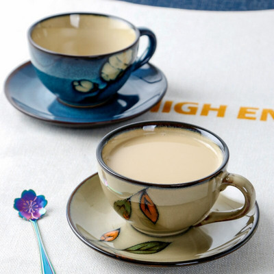 Creative European Coffee Cup Set Senovinis porcelianinis indų arbata ir lėkštė Keraminė daugkartinio naudojimo Tazas Cafe virtuvės reikmenys DF50B