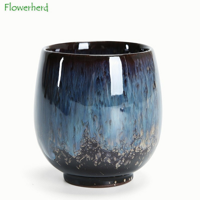Keramický porcelánový čajový hrnček, čajový riad Junyao Glaze, jeden hrnček, veľký ohrievač rúk, vysoký hrnček, polomanuálny, Tianmu Drawing Master Cup