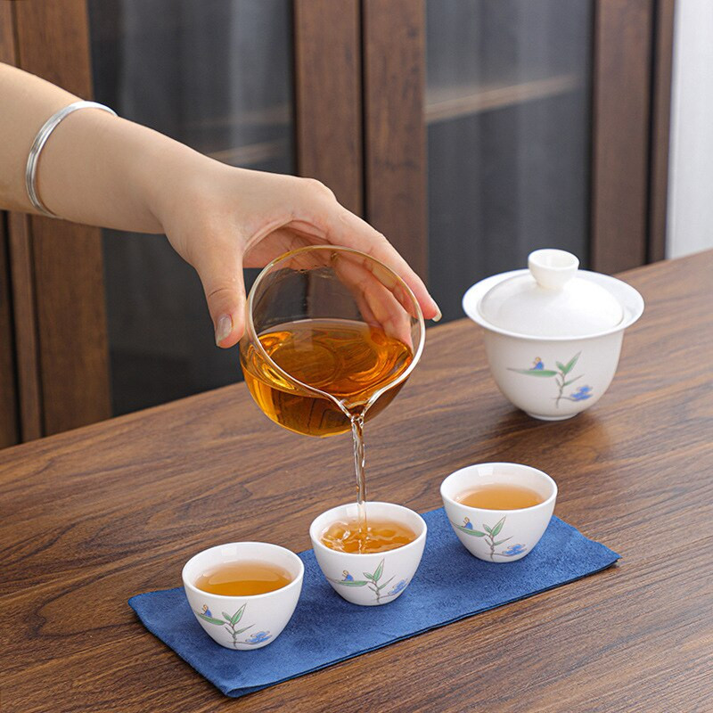 Badu.bg Керамичен чайник Gaiwan с 3 чаши и комплекти за чай Домашен ...