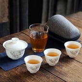 Vonkajšia čínska kung-fu cestovná čajová súprava, keramická prenosná šálka, porcelánový servis, čajové šálky Gaiwan, hrnček na čajový obrad, kanvica na čaj