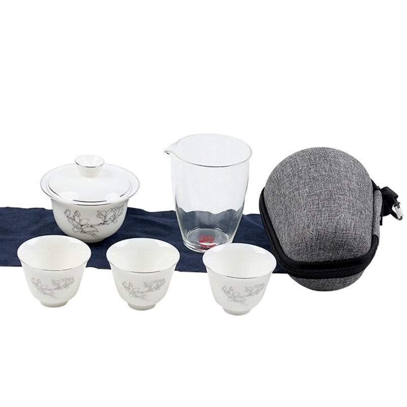 Vonkajšia čínska kung-fu cestovná čajová súprava, keramická prenosná šálka, porcelánový servis, čajové šálky Gaiwan, hrnček na čajový obrad, kanvica na čaj