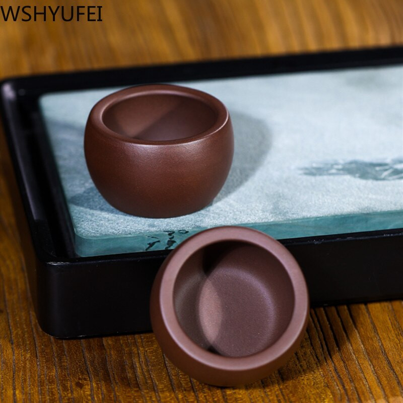 4 vnt./rinkinys Yixing autentiškas purpurinis molinis arbatos puodelis rankų darbo mažas arbatos dubuo Neapdorotos rūdos individualiai pritaikytas Master arbatos puodelis 80 ml