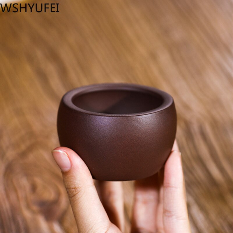 4 vnt./rinkinys Yixing autentiškas purpurinis molinis arbatos puodelis rankų darbo mažas arbatos dubuo Neapdorotos rūdos individualiai pritaikytas Master arbatos puodelis 80 ml
