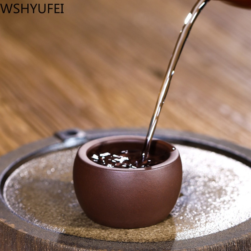 4 vnt./rinkinys Yixing autentiškas purpurinis molinis arbatos puodelis rankų darbo mažas arbatos dubuo Neapdorotos rūdos individualiai pritaikytas Master arbatos puodelis 80 ml