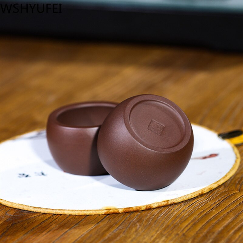 4 vnt./rinkinys Yixing autentiškas purpurinis molinis arbatos puodelis rankų darbo mažas arbatos dubuo Neapdorotos rūdos individualiai pritaikytas Master arbatos puodelis 80 ml