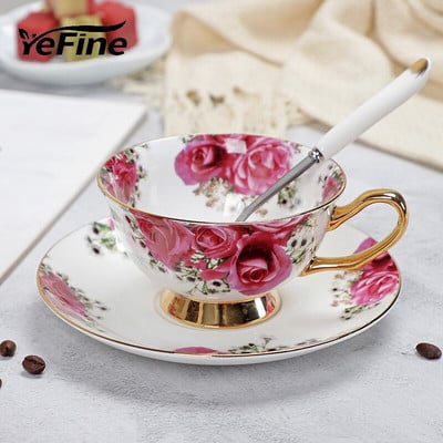 Keramické popoludňajšie šálky s podšálkami na čierny čaj, porcelánová šálka na kávu s podnosom, porcelánová súprava riadu na nápoje, dropshipping