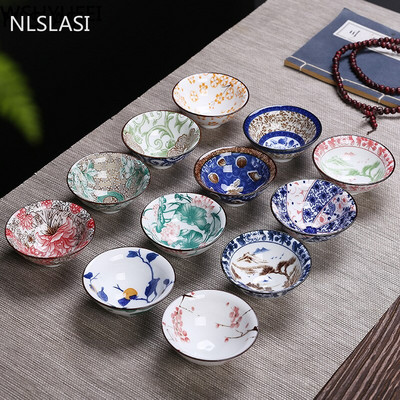 Mėlynos ir baltos spalvos porcelianinis arbatos puodelis Handmade Boutique mažas arbatos dubenėlis Retro keramikinis arbatos rinkinys Priedai Multicolor Master puodelis 68ml