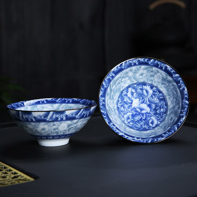 Plava i bijela porculanska šalica za čaj Ručno izrađena boutique mala zdjelica za čaj Retro keramički set za čaj Dodaci Višebojna Master šalica 68 ml