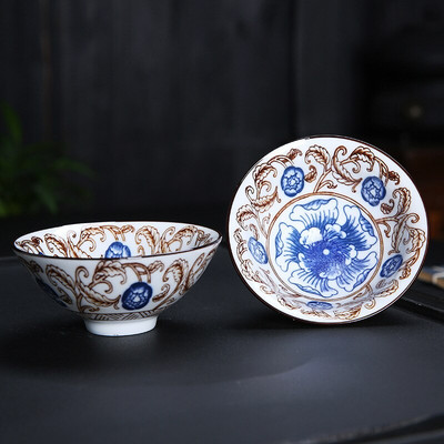 Plava i bijela porculanska šalica za čaj Ručno izrađena boutique mala zdjelica za čaj Retro keramički set za čaj Dodaci Višebojna Master šalica 68 ml