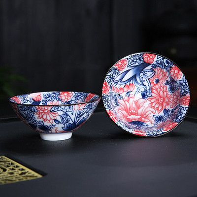 Plava i bijela porculanska šalica za čaj Ručno izrađena boutique mala zdjelica za čaj Retro keramički set za čaj Dodaci Višebojna Master šalica 68 ml