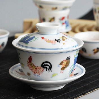 Китайски керамичен порцеланов сервиз за чай Kung Fu Чаени прибори Китайски архаичен петел Практични домакински сервизи за чай Елементи Тенджера и чаша