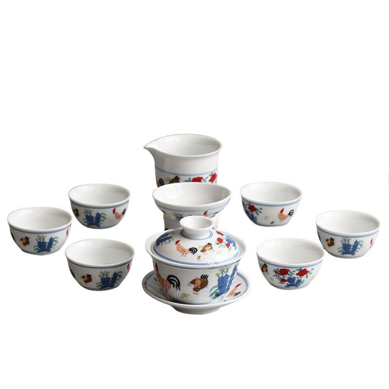 Kiniškas keramikinis porcelianinis Kung Fu arbatos rinkinys Arbatinė Kinija Archaistinis Gaidys Praktinė namų ūkio arbatos paslaugos Prekės Puodas ir puodelis