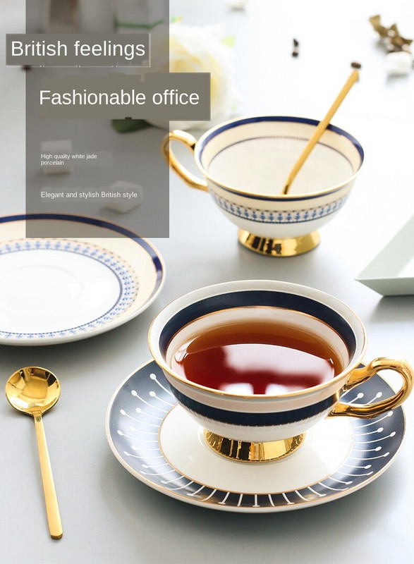 Bone China Bijela kreativna porculanska šalica i tanjurić Keramika Jednostavni setovi za čaj Moderni dizajn Šalice za kavu Tazas Para Cafe