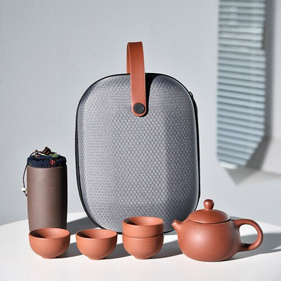 „Creative Travel“ nešiojamas arbatinukas „Quik“ puodelis Automobilių biuro lauko arbatinukas „Gaiwan Kung Fu“ arbatos rinkinys draugui, dovanų rinkinys, 1 puodas ir 4 puodeliai