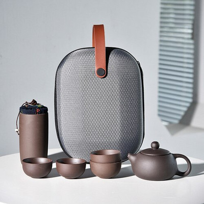 „Creative Travel“ nešiojamas arbatinukas „Quik“ puodelis Automobilių biuro lauko arbatinukas „Gaiwan Kung Fu“ arbatos rinkinys draugui, dovanų rinkinys, 1 puodas ir 4 puodeliai