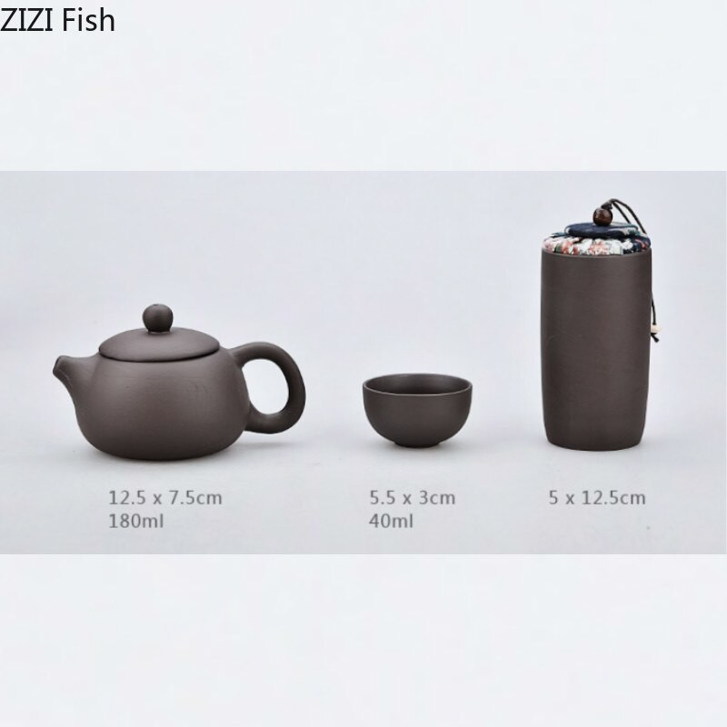 „Creative Travel“ nešiojamas arbatinukas „Quik“ puodelis Automobilių biuro lauko arbatinukas „Gaiwan Kung Fu“ arbatos rinkinys draugui, dovanų rinkinys, 1 puodas ir 4 puodeliai