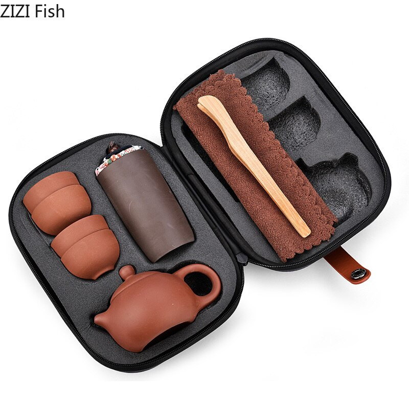 „Creative Travel“ nešiojamas arbatinukas „Quik“ puodelis Automobilių biuro lauko arbatinukas „Gaiwan Kung Fu“ arbatos rinkinys draugui, dovanų rinkinys, 1 puodas ir 4 puodeliai