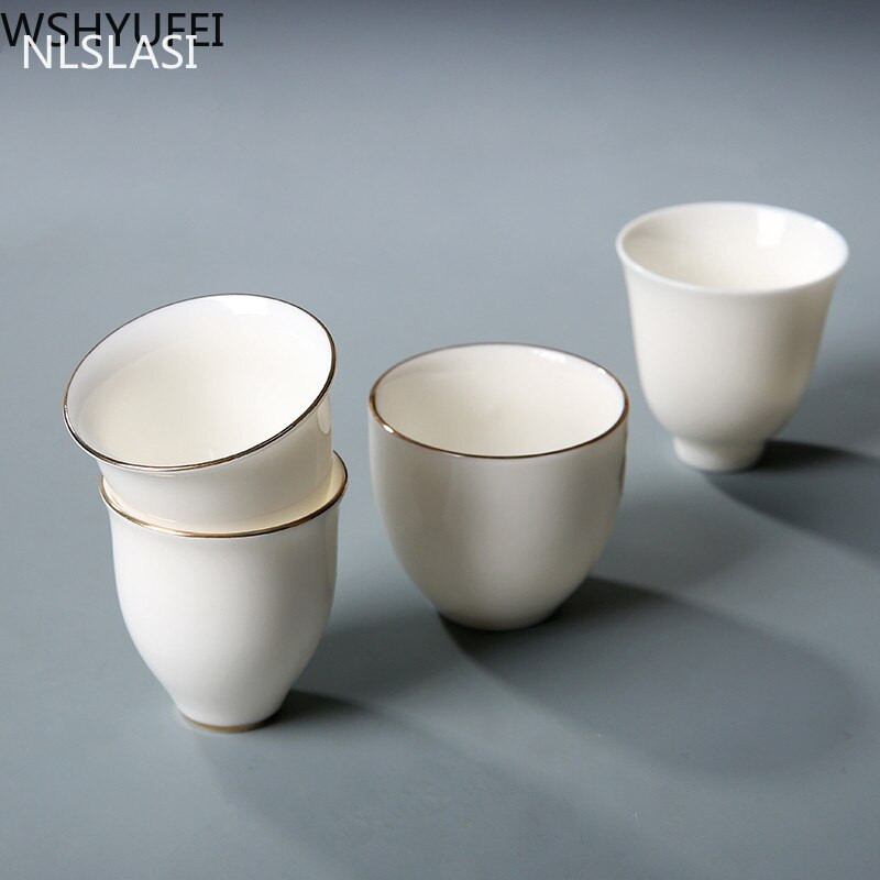 Dehua baltas porcelianinis arbatos puodelis Kinijos rankų darbo keraminis arbatos rinkinys arbatos puodelis Master Cup Arbatos dubuo Gėrimų indai nešiojami asmeniniai vienetiniai puodeliai