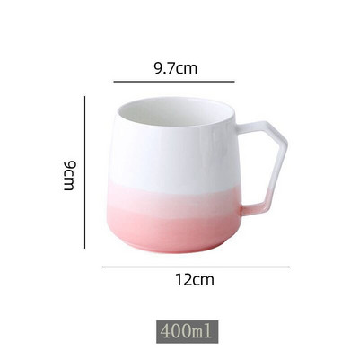 Jednoduchá kreatívna keramická sada kávových šálok a podšálok, modrá, ružová, kostená, latte, pár hrnčekov, darček, veľké domáce čajové šálky na vodu, riad.
