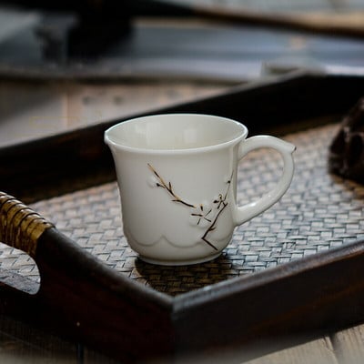 2 ks/sada Boutique keramické šálky na čaj, šálka na vodu s rúčkou, čínska ručne vyrobená čajová miska, jeden hrnček, majstrovské šálky, domáci riad na pitie
