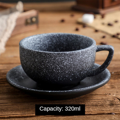 320 ml čaša Ffee Mug Tea šalice i tanjurići Setovi Tazas De Ceramica Creativas Japanska keramika Reljefna Fancy Latte šalica Čaj s mlijekom