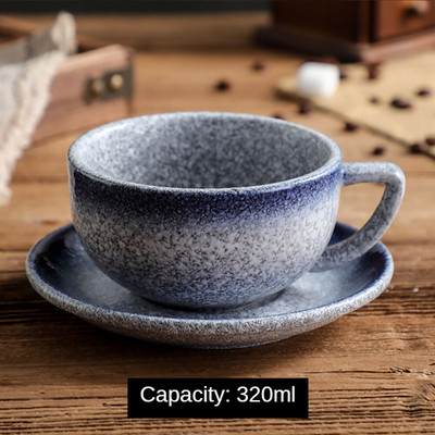 320 ml čaša Ffee Mug Tea šalice i tanjurići Setovi Tazas De Ceramica Creativas Japanska keramika Reljefna Fancy Latte šalica Čaj s mlijekom