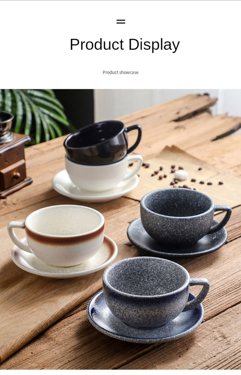 320ml kadička Ffee hrnček na čaj, sady šálok a podšálok Tazas De Ceramica Creativas japonský keramický reliéfny ozdobný pohár na latte, mliečny čaj