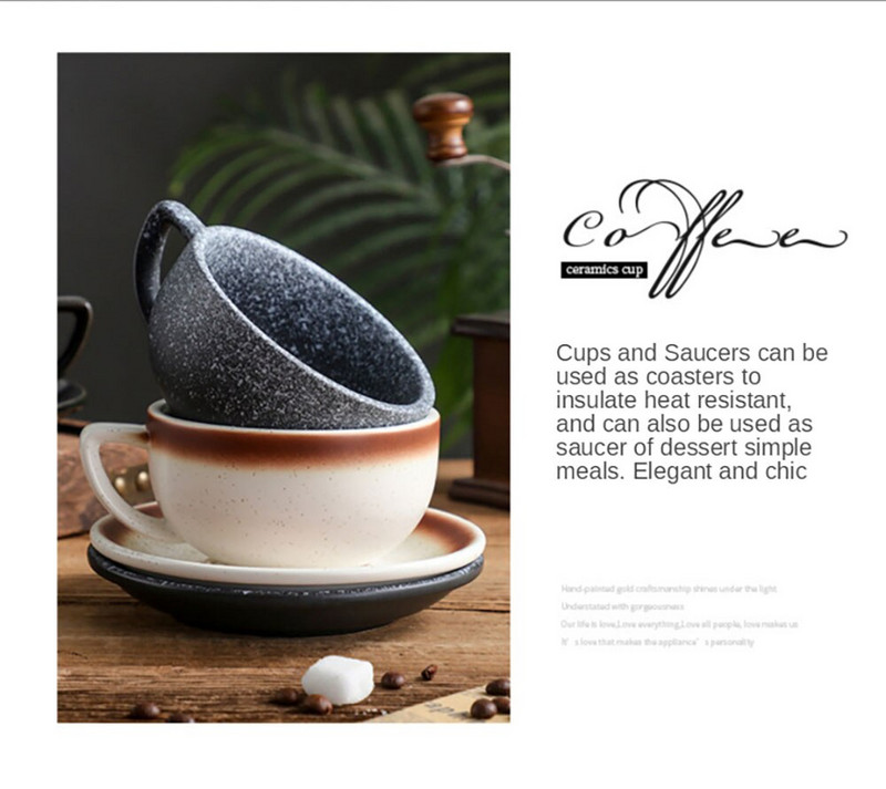 320ml kadička Ffee hrnček na čaj, sady šálok a podšálok Tazas De Ceramica Creativas japonský keramický reliéfny ozdobný pohár na latte, mliečny čaj