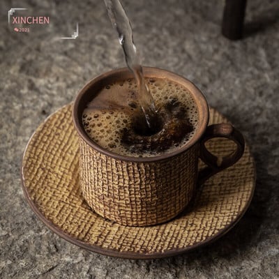 Japoniškas klasikinis vintage puodelis ir lėkštė Keramika Paprasti arbatos rinkiniai Porcelianiniai Modernaus dizaino kavos puodeliai Tazas Para Cafe Virtuvė