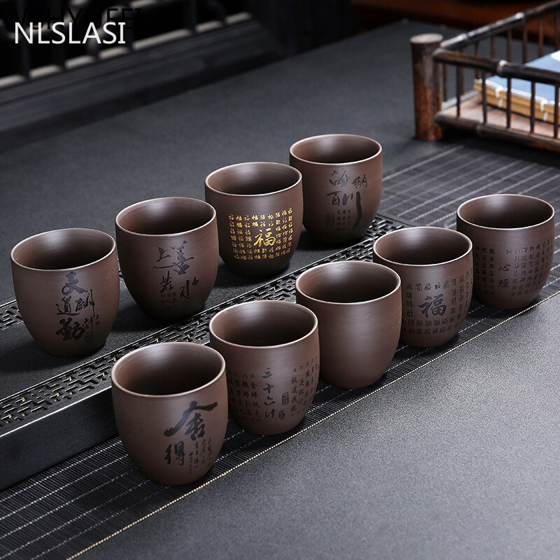 4vnt/rinkinys Yixing Purple molio arbatos puodelis Arbatos rinkinys Kelioninis nešiojamas arbatos dubuo Master Cup asmeninis arbatos puodelis Buitinis arbatos indas geriamasis 140ml