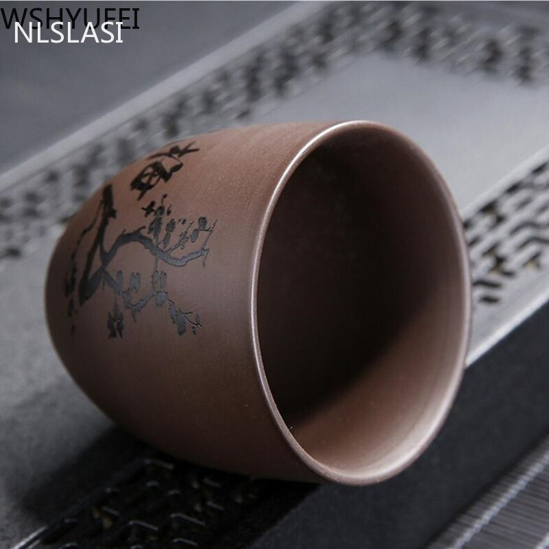 4vnt/rinkinys Yixing Purple molio arbatos puodelis Arbatos rinkinys Kelioninis nešiojamas arbatos dubuo Master Cup asmeninis arbatos puodelis Buitinis arbatos indas geriamasis 140ml