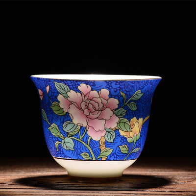 NLSLASI Čínska sada šálok na čaj Jingdezhen Pastel Technology Ručne maľovaná keramická šálka na čaj Cestovná prenosná miska na čaj Master Cup