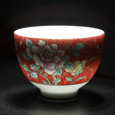NLSLASI Čínska sada šálok na čaj Jingdezhen Pastel Technology Ručne maľovaná keramická šálka na čaj Cestovná prenosná miska na čaj Master Cup