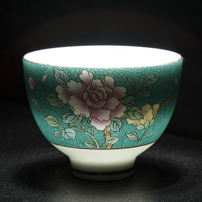 NLSLASI Čínska sada šálok na čaj Jingdezhen Pastel Technology Ručne maľovaná keramická šálka na čaj Cestovná prenosná miska na čaj Master Cup