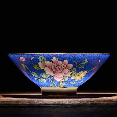 NLSLASI Čínska sada šálok na čaj Jingdezhen Pastel Technology Ručne maľovaná keramická šálka na čaj Cestovná prenosná miska na čaj Master Cup
