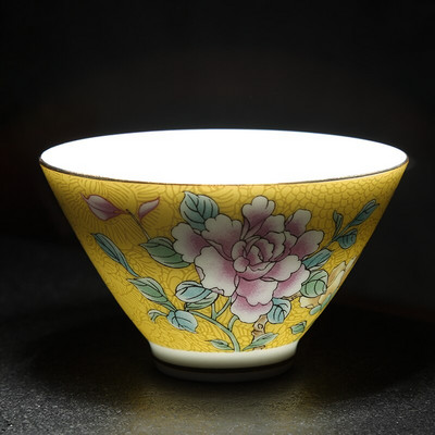 NLSLASI Čínska sada šálok na čaj Jingdezhen Pastel Technology Ručne maľovaná keramická šálka na čaj Cestovná prenosná miska na čaj Master Cup