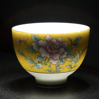 NLSLASI Čínska sada šálok na čaj Jingdezhen Pastel Technology Ručne maľovaná keramická šálka na čaj Cestovná prenosná miska na čaj Master Cup