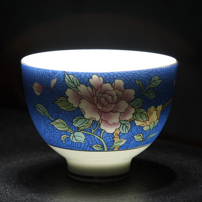 NLSLASI Čínska sada šálok na čaj Jingdezhen Pastel Technology Ručne maľovaná keramická šálka na čaj Cestovná prenosná miska na čaj Master Cup