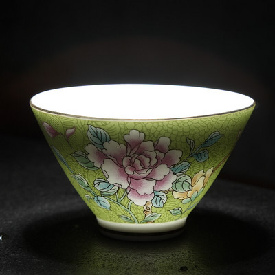 NLSLASI Čínska sada šálok na čaj Jingdezhen Pastel Technology Ručne maľovaná keramická šálka na čaj Cestovná prenosná miska na čaj Master Cup